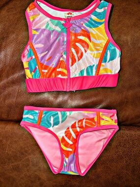 Appaman Pink Tropical Zip-Front Girls' Two-Piece Swim Set